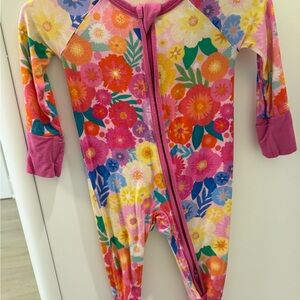 Little Sleepies Floral Zip One-Piece Pajamas - Pink, Yellow, Green, Blue